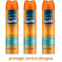 Kit Com 3 Repelente Spray Aerosol Above Protege Contra Dengue 150ml/120g