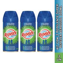 KIT COM 3 Repelente Super Repelex aerossol 100ml