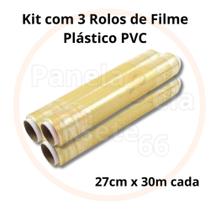 Kit com 3 Rolos de Plástico Filme PVC 27cm x 30m cada Kit com 3 Rolos de Plástico Filme PVC 27cm x 30m cada
