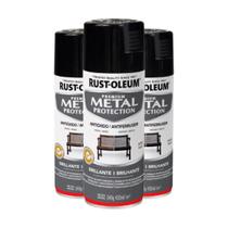 Kit com 3 rust-oleum metal protection brilhante preto