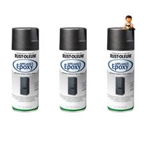 Kit com 3 rust-oleum spray epoxi preto brilhante
