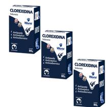 Kit Com 3 Sabonetes Caes e Gatos World 80G Clorexidina Dugs