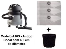 Kit Com 3 Sacos Descartáveis Aspirador De Pó Electrolux A10 Smart Mod. A10s + Filtro Motor