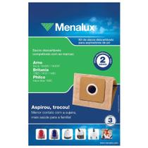 Kit com 3 sacos descartáveis MENALUX (SIM02) Eletroclux