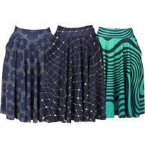 Kit com 3 Saias Godê Midi Moda Evangélica Plissada