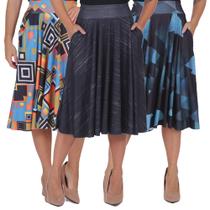 Kit com 3 Saias Godê Midi Moda Evangélica Plissada Kit com 3 Saias Godê Midi Moda Evangélica Plissada