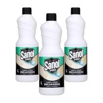 Kit com 3 sanol pro limpa pisos encardidos 1l