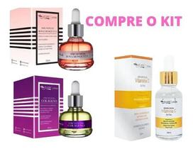 Kit Com 3 Sérum Facial - Rosa Mosqueta Vitamina C E Colágeno - Max Love