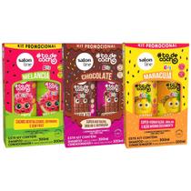 Kit com 3 Shampoo e Condicionador todecacho Kids Melancia, Chocolate e Maracujá Salon Line