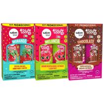 Kit com 3 Shampoo e Condicionador todecacho Kids Melancia, Morango e Chocolate Salon Line