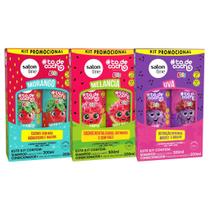 Kit com 3 Shampoo e Condicionador todecacho Kids Uva, Melancia e Morango Salon Line