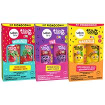 Kit com 3 Shampoo e Condicionador todecacho Kids Uva, Morango e Maracujá Salon Line