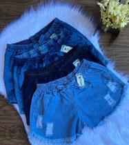 Kit com 3 Short Jeans Feminino com Elastico - ModasGlobo