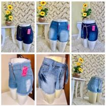 Kit com 3 Short Jeans Feminino Ziper e Bolso - Geo