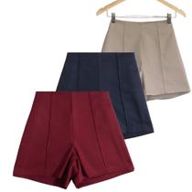 KIT com 3 Short Reto Feminino Cintura Alta - modelo/estilo Alfaiataria