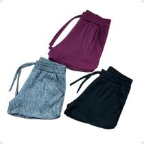 Kit Com 3 Shorts Canelado Curto Soltinho Basico Feminino Adulto
