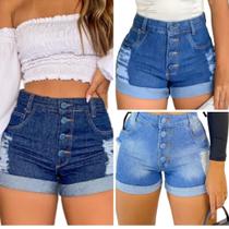Kit Com 3 Shorts Jeans Cintura Alta Destroeyd