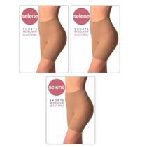 Kit Com 3 Shorts Modelador Slim Com Elastano Levanta Bumbum Selene