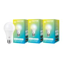 Kit Com 3 Smart Lâmpada Positivo Casa Inteligente LED 9W RGB