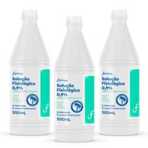 kit com 3 Soro Fisiológico Cloreto De Sódio 500ml 0,9
