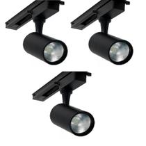 Kit com 3 Spots Led Para Trilho Preto 20W 3000K Luz Amarela