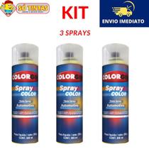 Kit com 3 Spray Verniz Rápido Colorgin 300ml Linha Automotiva Lazzuril