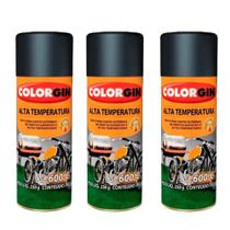 Kit com 3 sprays alta temperatura preto fosco colorgin