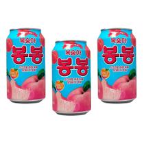 Kit com 3 Sucos Pêssego Coreano Bonbon Lata 340ml