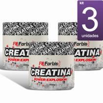 KIT com 3 Suplemento em Pó FN Forbis Creatina Monohidratada 300g a melhor creatina para musculação e treino, ganho de força muscular e energia