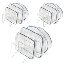 Kit com 3 Suportes Brancos para Tampas e Refratários - Ideal para Economizar Espaço