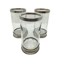Kit com 3 Suportes de Velas 7 Dias 18 cm Vidro com Alumínio - META ATACADO
