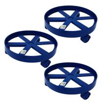 Kit com 3 Suportes para Botijão de Gás com Roda Azul Kit com 3 Suportes para Botijão de Gás com Roda Azul