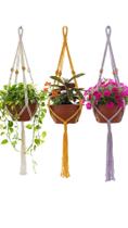 Kit com 3 Suportes para Plantas de Macramê com Miçangas,Presente Ideal Decorativo