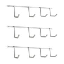 Kit com 3 Suportes Porta Vassouras Isabela com 4 Ganchos Branco