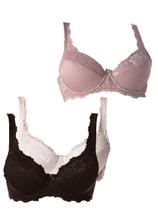 Kit com 3 Sutiãs com Aro e Bojo Iridien Demillus 65204 Taça B Cores Coloridas Kit com 3 Sutiãs com Aro e Bojo Iridien Demillus 65204 Taça B Cores Coloridas