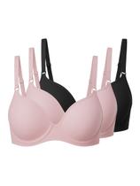 Kit com 3 Sutiãs com Aro e Bojo Liz 51818 Taça B Colorido