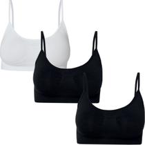 Kit Com 3 Sutiãs Top Fitness Nadador Sem Costura Sem Bojo Em Microfibra She Lingerie Com Alça Fina Modelo Esportivo