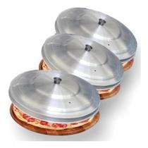 Kit com 3 Tampas Abafador Para Forma De Pizza Em Aluminio 40cm