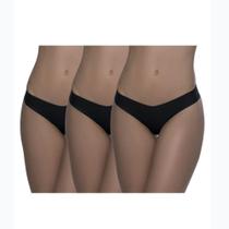 Kit com 3 Tangas Corte à Laser BR Lingerie 1135 Preto