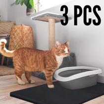 Kit com 3 Tapetes Absorventes para Patinhas Gato Lavável - 70x50 Preto - Alta Absorção Quality