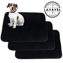 Kit com 3 Tapetinhos Alta Absorção para Pets 70x50 Preto 200 Lavagens Quality