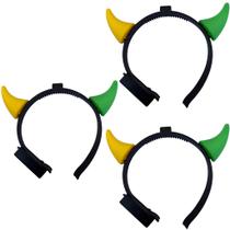 Kit Com 3 Tiaras Diabinha Do Brasil Verde E Amarelo Com Led