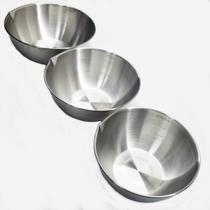 Kit com 3 Tigela Mixing Bowl 2,5 3 4 Litros em Aço Inox com Medidor Interno e Borda com Bico Kit com 3 Tigela Mixing Bowl 2,5 3 4 Litros em Aço Inox com Medidor Interno e Borda com Bico