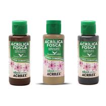 Kit com 3 Tinta Acrílica Fosca 60ml Acrilex