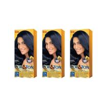 Kit Com 3 Tinta Cor&Ton 1.7+ Preto Azulado Especial
