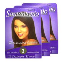 Kit com 3 Tinturas para Cabelo 3 Castanho Escuro 1,45g - Tablet Santantonio