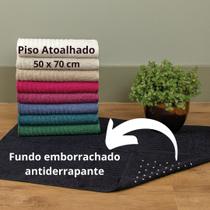 Kit com 3 Toalha de Piso Antiderrapante para Banheiro Tapete de Chão Felpuda Atoalhado - 100% Algodão - 50 x 70 cm