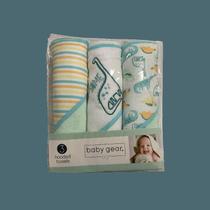Kit Com 3 Toalhas Com Touca Baby Gear Dino