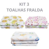 Kit com 3 Toalhas Fralda para Bebê RecémNascido 65 x 1,10 Kit com 3 Toalhas Fralda para Bebê RecémNascido 65 x 1,10