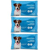 Kit com 3 Toalhas Lenços Umedecidos Para Pet Cães Gatos - Cafuné